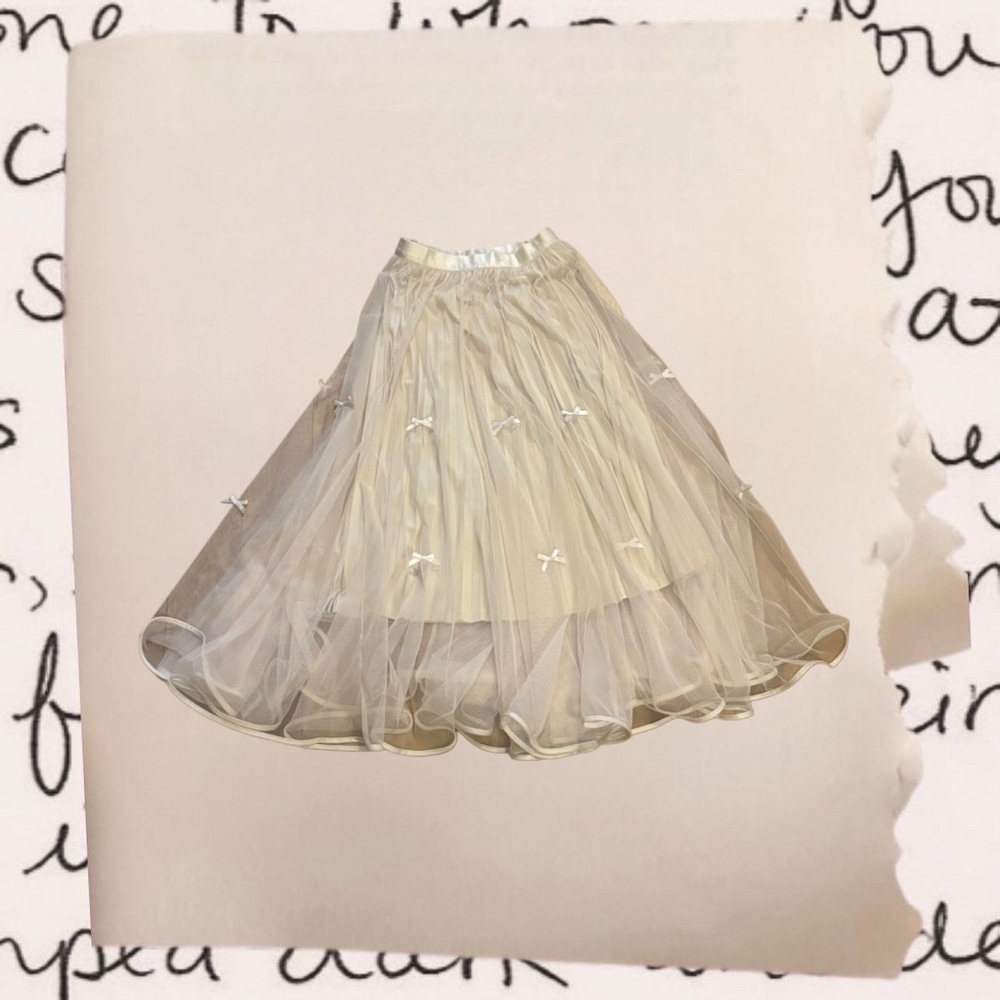 satin ruffle bow accent maxi skirt